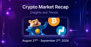 an illustration depicting key components of the crypto market updates for the week