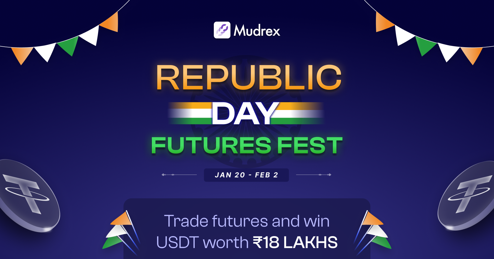 Mudrex Republic Day Futures Fest: Trade Big, Unlock Milestones, Win Guaranteed USDT