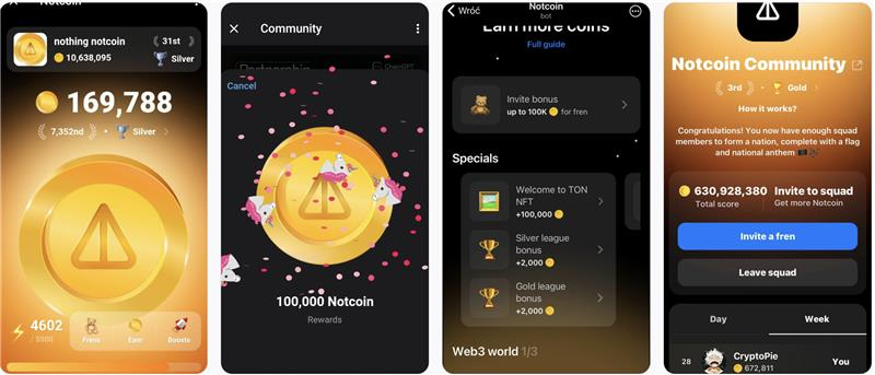 Notcoin, tap to earn game
