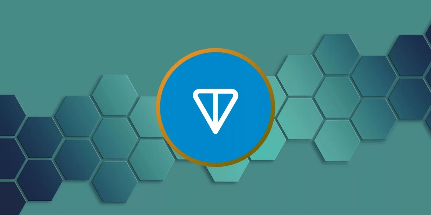 an illustration showing the toncoin ecosystem logo over a teal background