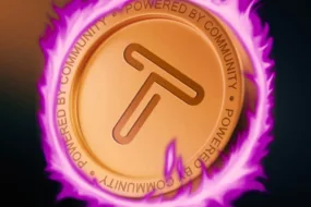 An illustration showing the Tapswap coin surrounded by a pink flame