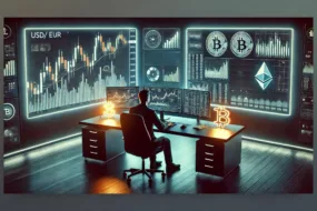 an illustration showing a person applying fores strategies for trading crypto