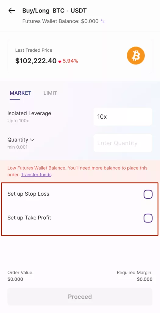 Take profit and stop loss