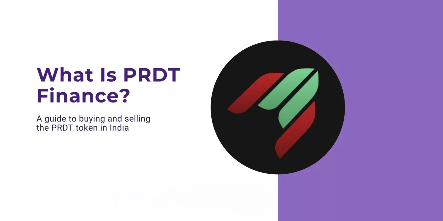 What is PRDT Finance guide graphic: title card reading "What Is PRDT Finance? A Guide to Buying and Selling the PRDT Token in India" with BNB Chain, Prediction Market, and India badges, illustrating how to buy PRDT token in India
