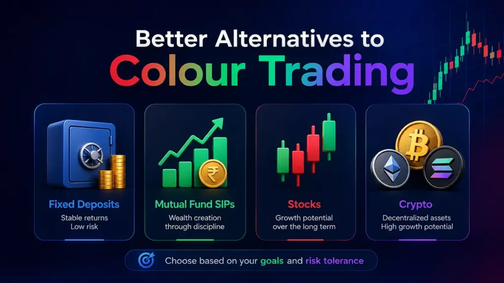 Alternatives to colour trading including fixed deposits, mutual fund SIPs, stocks and crypto