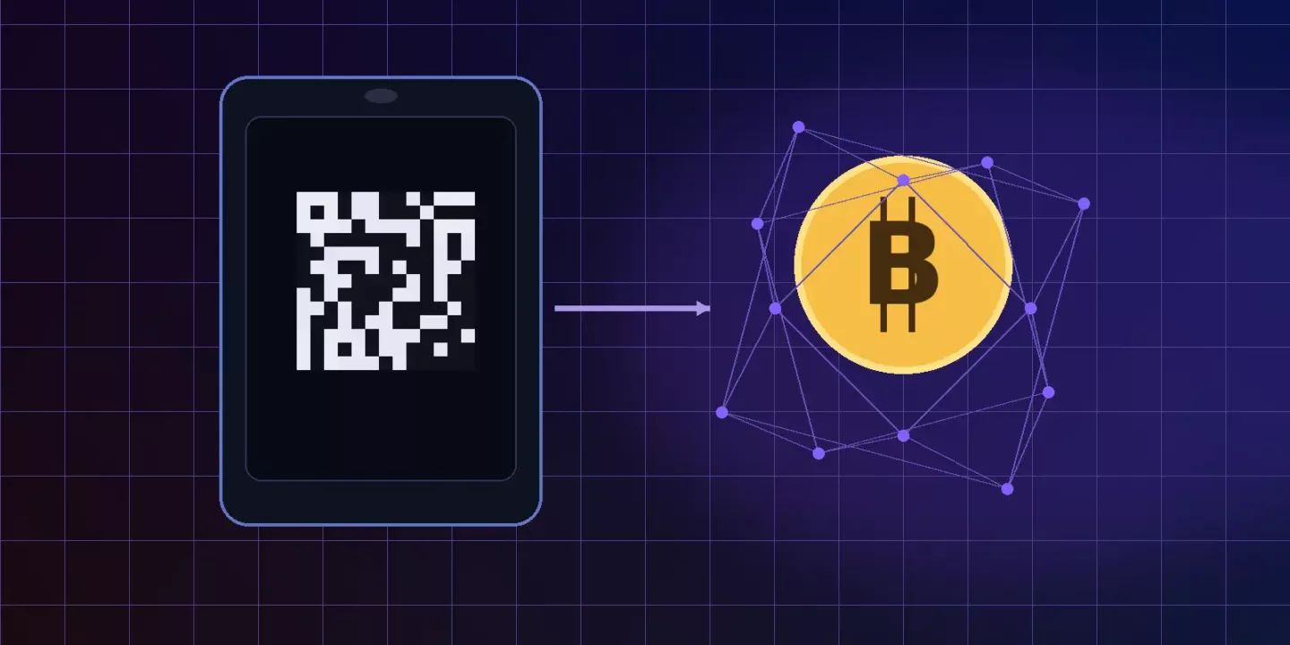 Bitcoin wallet address receiving screen with QR code and Bitcoin network