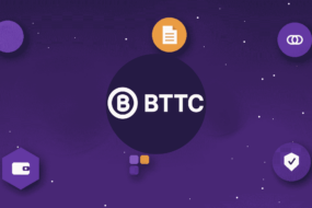 How to buy BitTorrent (BTTC) in India with INR illustrated: abstract violet and orange feature image showing a peer-to-peer network of connected nodes with a download arrow at its hub, surrounded by gradient icons for a rupee coin, a document for file sharing, linked chain rings for cross-chain bridging, a download tray, a wallet and a security shield with a checkmark, representing buying BTTC through UPI or NEFT on a KYC-compliant Indian crypto exchange, each icon with a soft drop shadow on a dark violet gradient background